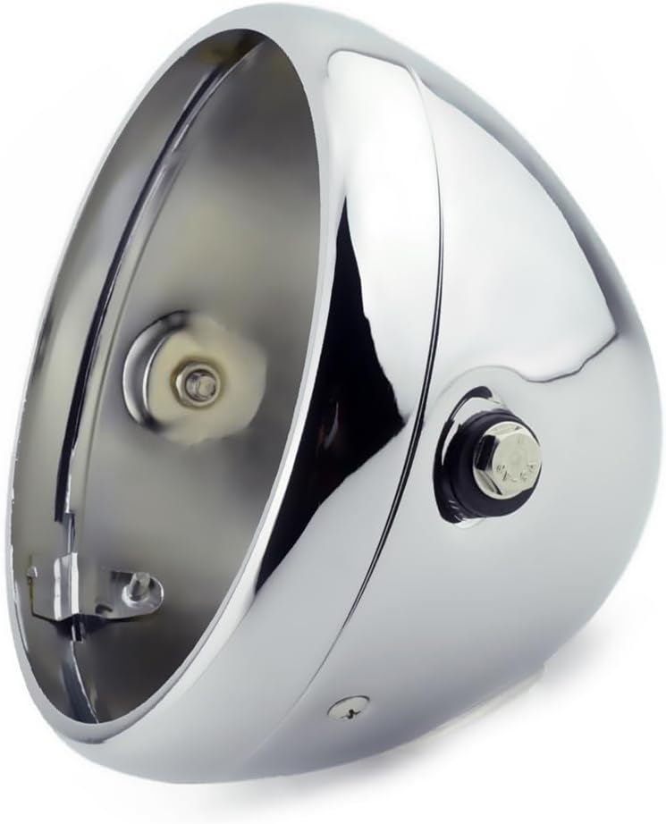 Boldness Motorcycle 7" Headlight Housing Shell Bucket Side Mount Lamp LED Cover for Cafe Racer Lighthouse Chrome - Image 1